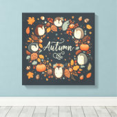 Niedlicher Boho Herbst Igel Wraath Wall Decal Leinwanddruck (Insitu (Holzboden))