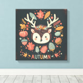 Niedlicher Boho Herbst Igel Wraath Wall Decal Leinwanddruck (Insitu (Holzboden))