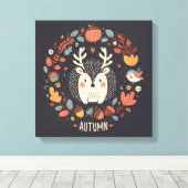 Niedlicher Boho Herbst Igel Wraath Wall Decal Leinwanddruck (Insitu (Holzboden))