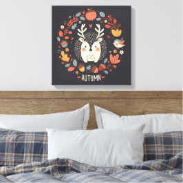 Niedlicher Boho Herbst Igel Wraath Wall Decal Leinwanddruck