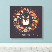 Niedlicher Boho Herbst Igel Wraath Wall Decal Leinwanddruck (Insitu (Holzboden))