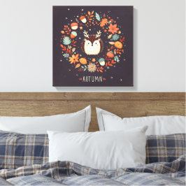 Niedlicher Boho Herbst Igel Wraath Wall Decal Leinwanddruck