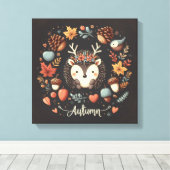 Niedlicher Boho Herbst Igel Wraath Wall Decal Leinwanddruck (Insitu (Holzboden))