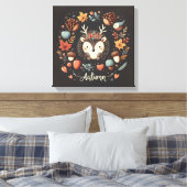 Niedlicher Boho Herbst Igel Wraath Wall Decal Leinwanddruck (Insitu (Schlafzimmer))