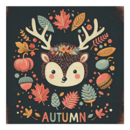 Niedlicher Boho Herbst Igel Wraath Wall Decal Poster