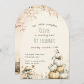 Niedlicher Boho Herbst Unser kleiner Kürbisgeburts Einladung (Vorne/Hinten)