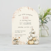 Niedlicher Boho Herbst Unser kleiner Kürbisgeburts Einladung (Stehend Vorderseite)