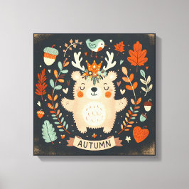 Niedlicher Boho Herbstbärenkreit Wall Decal Leinwanddruck