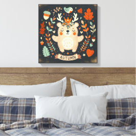 Niedlicher Boho Herbstbärenkreit Wall Decal Leinwanddruck