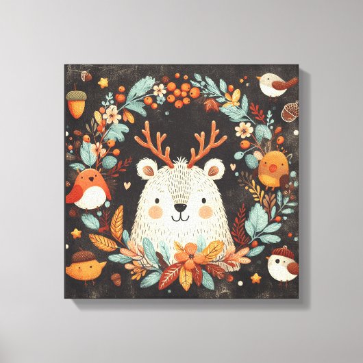 Niedlicher Boho Herbstbärenkreit Wall Decal Leinwanddruck (Vorderseite)