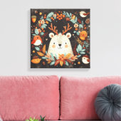 Niedlicher Boho Herbstbärenkreit Wall Decal Leinwanddruck (Insitu (Wohnzimmer))