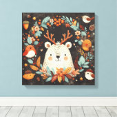 Niedlicher Boho Herbstbärenkreit Wall Decal Leinwanddruck (Insitu (Holzboden))