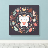 Niedlicher Boho Herbstbärenkreit Wall Decal Leinwanddruck (Insitu (Holzboden))