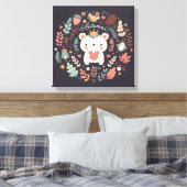 Niedlicher Boho Herbstbärenkreit Wall Decal Leinwanddruck (Insitu (Schlafzimmer))