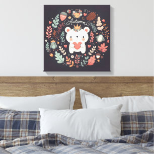 Niedlicher Boho Herbstbärenkreit Wall Decal Leinwanddruck
