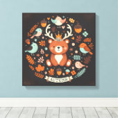 Niedlicher Boho Herbstbärenkreit Wall Decal Leinwanddruck (Insitu (Holzboden))