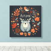 Niedlicher Boho Herbstbärenkreit Wall Decal Leinwanddruck (Insitu (Holzboden))