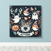 Niedlicher Boho Herbstgeisterkranz Wall Decal Leinwanddruck (Insitu (Holzboden))