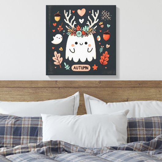 Niedlicher Boho Herbstgeisterkranz Wall Decal Leinwanddruck (Insitu (Schlafzimmer))