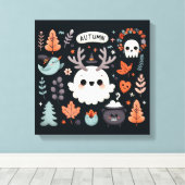 Niedlicher Boho Herbstgeisterkranz Wall Decal Leinwanddruck (Insitu (Holzboden))