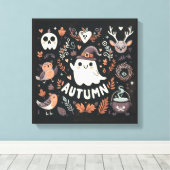 Niedlicher Boho Herbstgeisterkranz Wall Decal Leinwanddruck (Insitu (Holzboden))