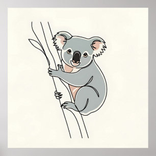 Niedlicher Boho Koala Line Art Poster