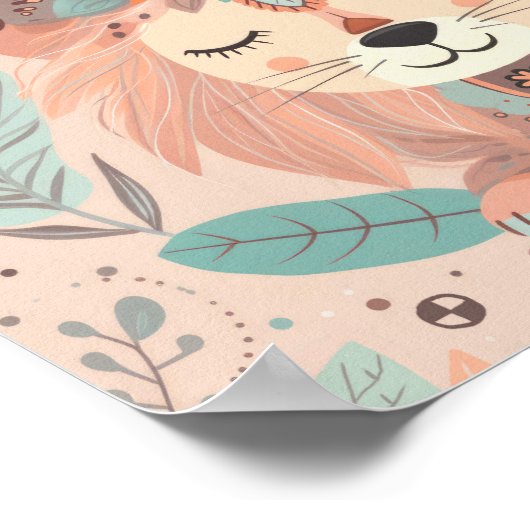Niedlicher Boho Lion Animal Safari Kinderspielplat Poster (Ecke)