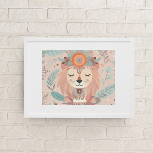 Niedlicher Boho Lion Animal Safari Kinderspielplat Poster