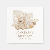 Niedlicher Boho Neutral Teddy Bär. Kinder Geburtst Serviette (Vorderseite)