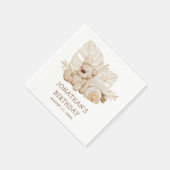 Niedlicher Boho Neutral Teddy Bär. Kinder Geburtst Serviette (Ecke)