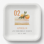 Niedlicher Boho Orange Fruchtkuchen jeden Geburtst Pappteller (Vorderseite)
