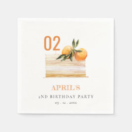 Niedlicher Boho Orange Fruchtkuchen jeden Geburtst Serviette