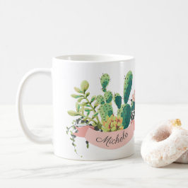 Niedlicher Boho personalisierter Kaktus Kaffeetasse