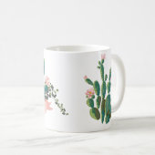 Niedlicher Boho personalisierter Kaktus Kaffeetasse (VorderseiteRechts)