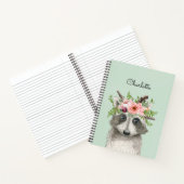 Niedlicher Boho Raccoon mit Blumen und Feathers Cr Notizblock (Innenseite)