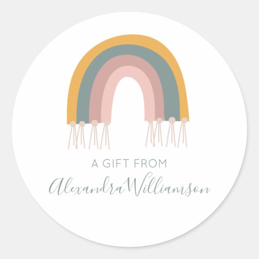 Niedlicher Boho Rainbow ein Geschenk von Personali Runder Aufkleber (Vorderseite)