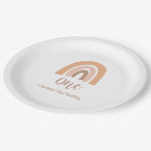 Niedlicher Boho Rainbow Erster Geburtstag Pappteller (Schrägansicht)