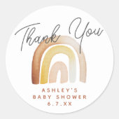Niedlicher Boho Rainbow Gender Neutral Baby Shower Runder Aufkleber (Vorderseite)
