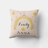 Niedlicher Boho-Regenbogen mit Goldstars Kissen (Rückseite)