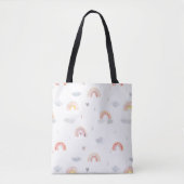 Niedlicher Boho Regenbogen und Wolken Tasche (Vorderseite)