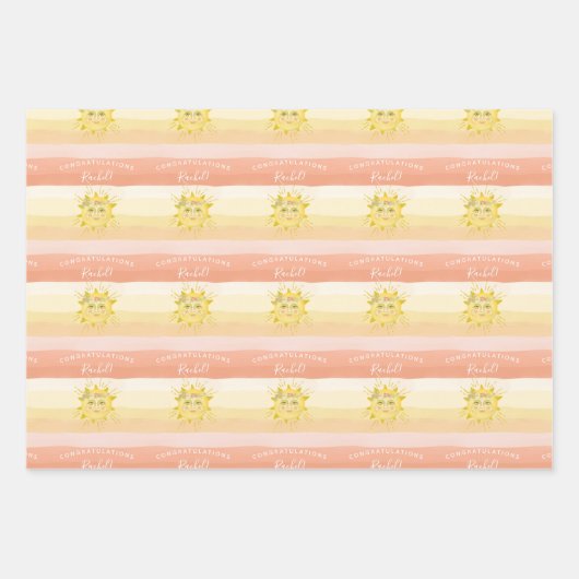 Niedlicher Boho Regenbogenstrahl Sonnenschein-Baby Geschenkpapier Set (Vorderseite 3)