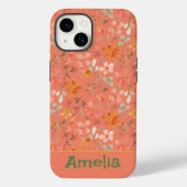 Niedlicher bohoner Garten rosa Orangenmuster Case-Mate iPhone Hülle (Rückseite)