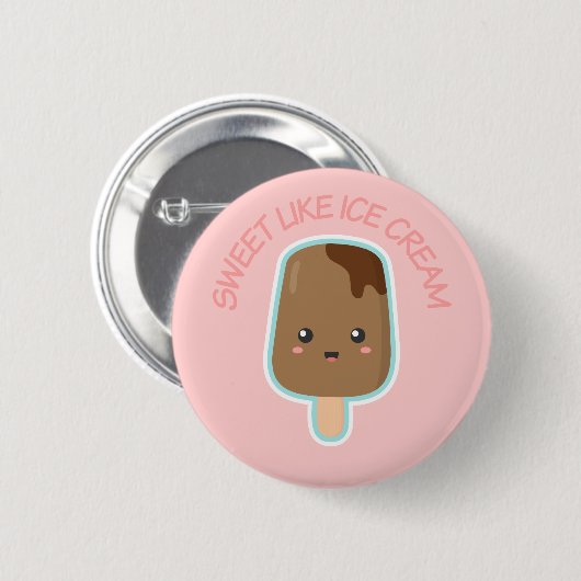 Niedlicher Bonbon mögen Schokoladen-Eiscreme-Knopf Button (Vorne & Hinten)
