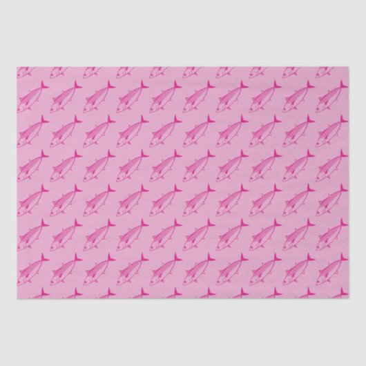 Niedlicher Bonito Fisch in heißen Rosa auf Pastell Seidenpapier (Vorderseite)