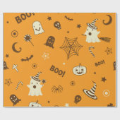 Niedlicher Boo Ghost Happy Halloween Nahtloses Mus Geschenkpapier (Flach)