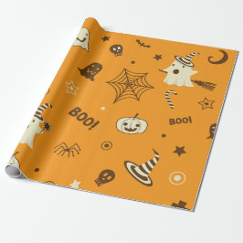 Niedlicher Boo Ghost Happy Halloween Nahtloses Mus Geschenkpapier