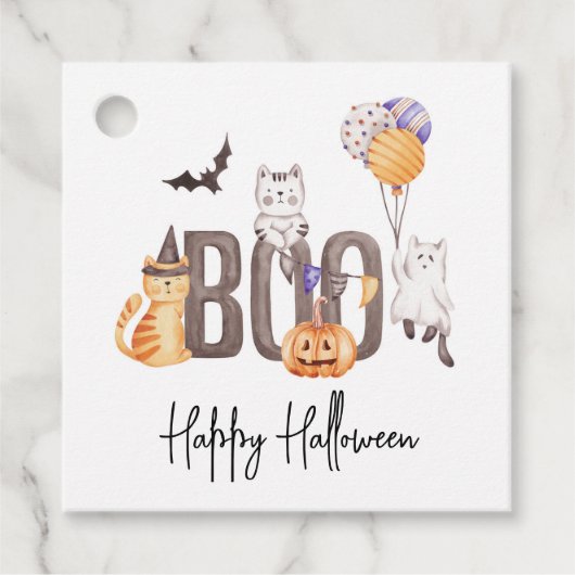 Niedlicher Boo Happy Halloween Katzen Ghosts Pumpk Geschenkanhänger (Vorderseite)