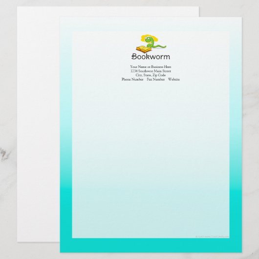 Niedlicher Bookworm mit Brille Briefkopf (Vorne/Hinten)