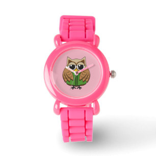 Niedlicher Bookworm Owl Reading Book Cartoon Armbanduhr
