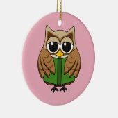 Niedlicher Bookworm Owl Reading Book Cartoon Keramik Ornament (Rechts)